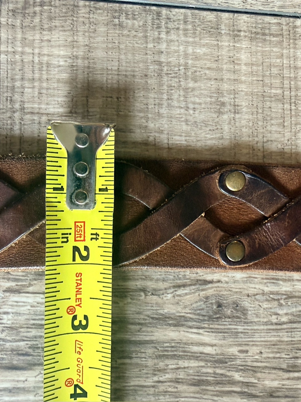 Vintage Brown Leather Belt with Gold Hardware and Studs - Picture 5 of 6